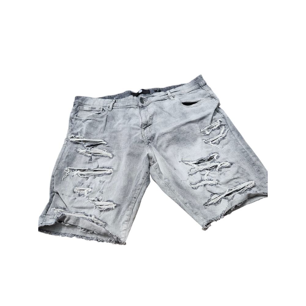 Jordan Craig J340S Distressed Stretch Denim Shorts Gray Raw Hem Men's 44